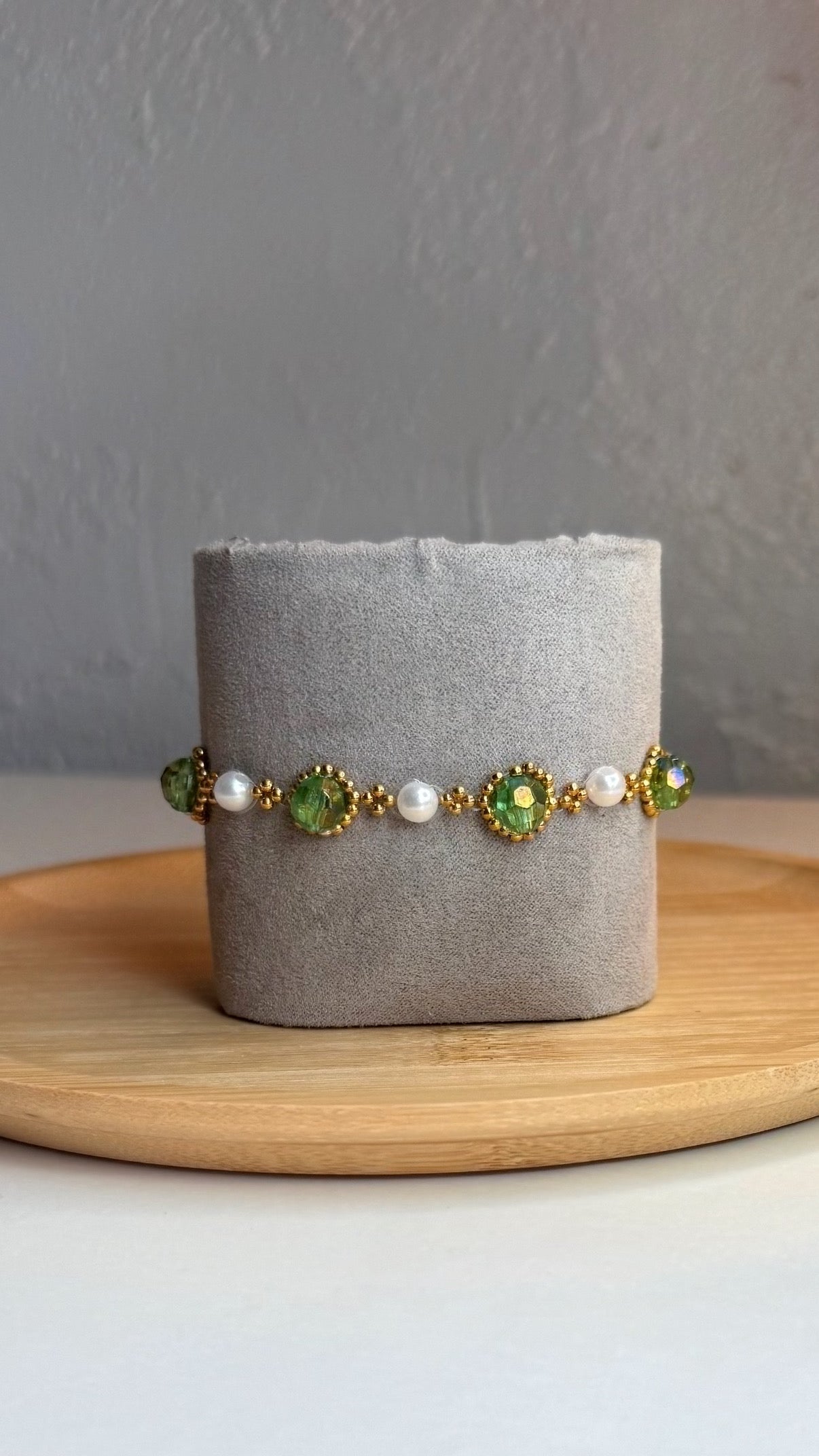 Green Crystal Bead Bracelet