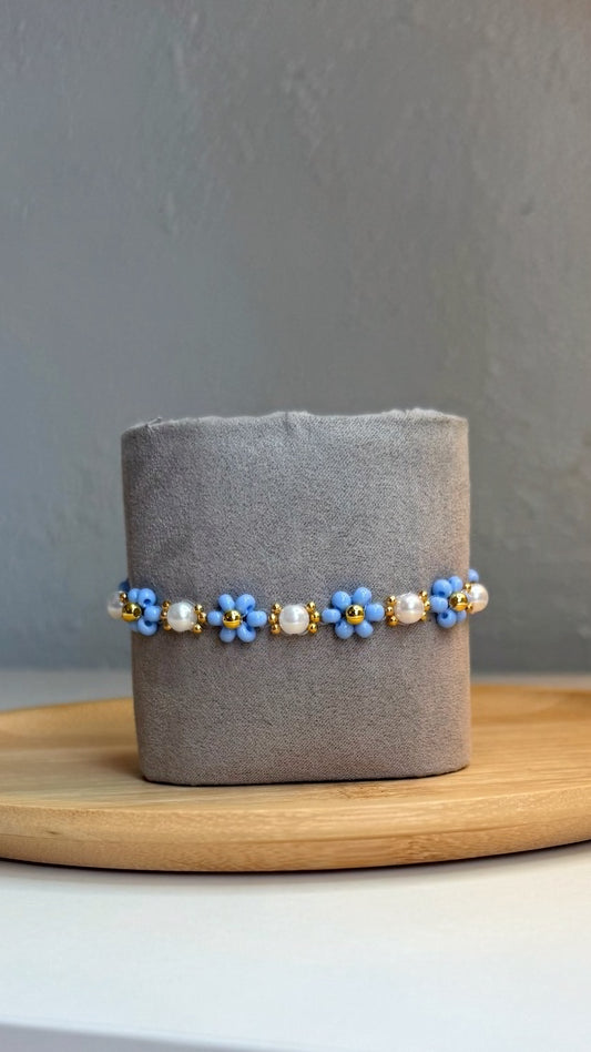 Purple Floral Beaded Bracelet