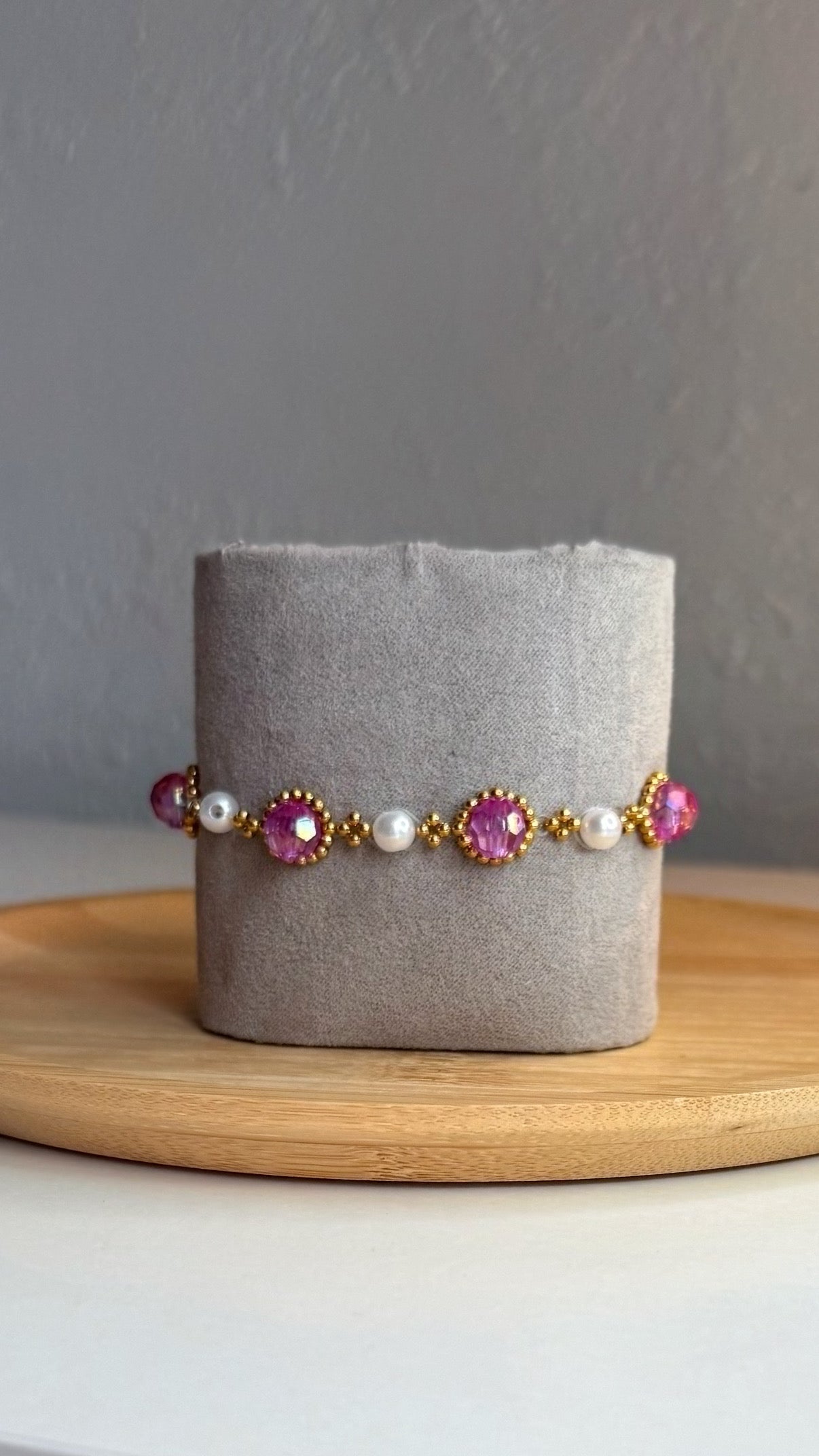 Magenta Crystal Bead Bracelet