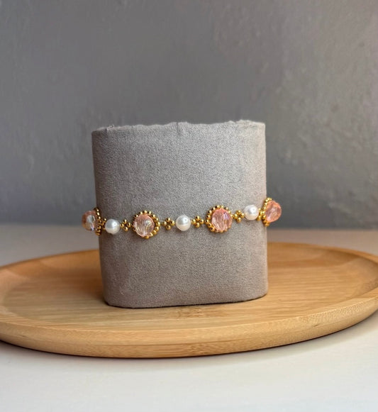 Pink Crystal Bead Bracelet