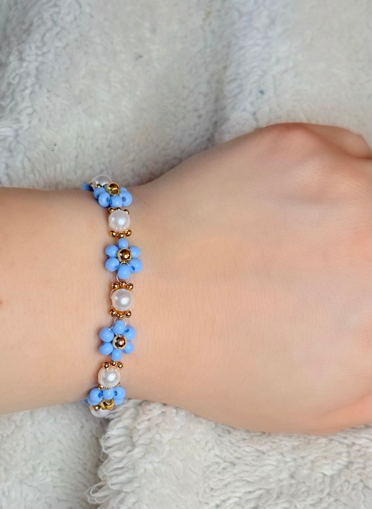 Purple Floral Beaded Bracelet