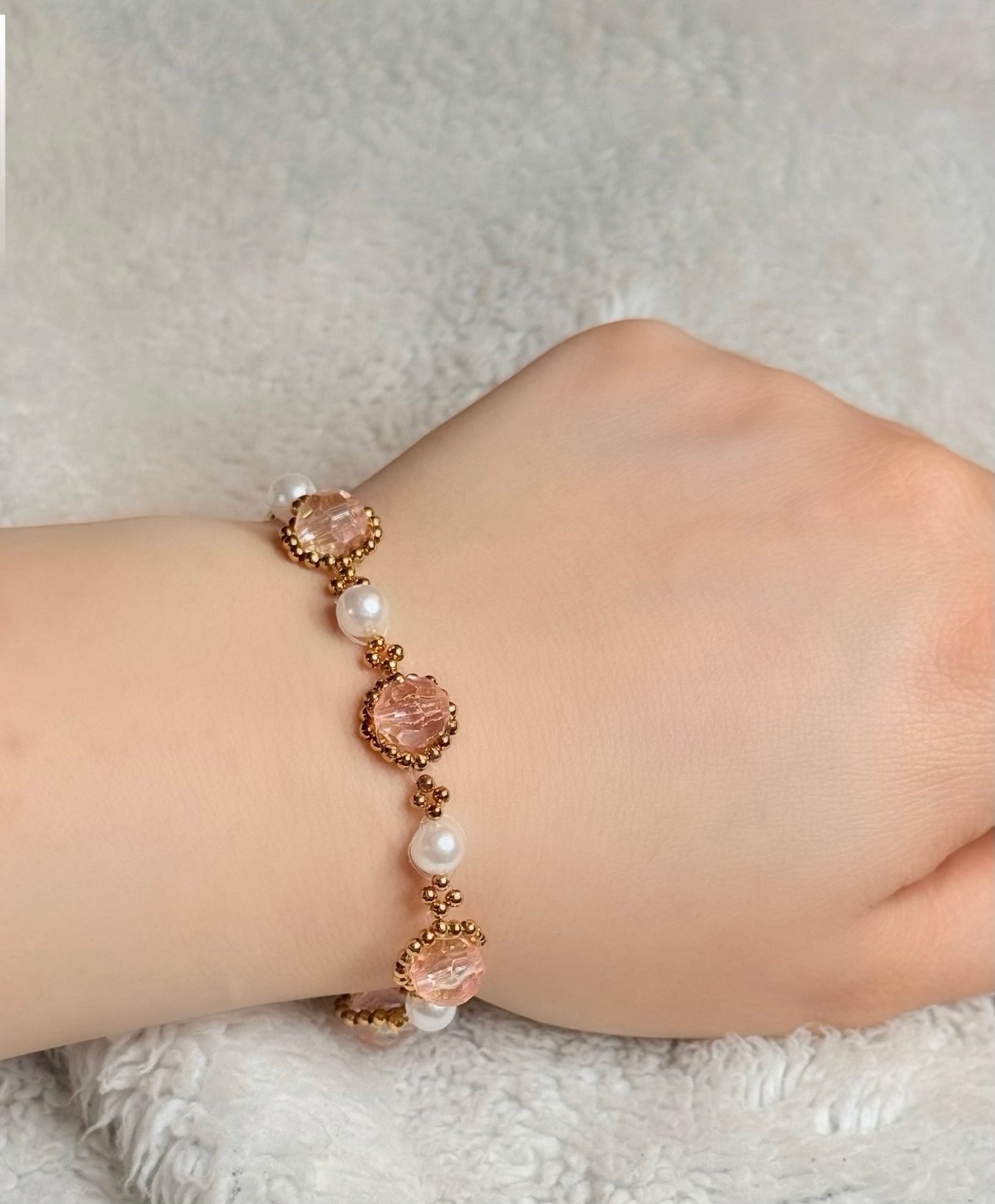 Pink Crystal Bead Bracelet