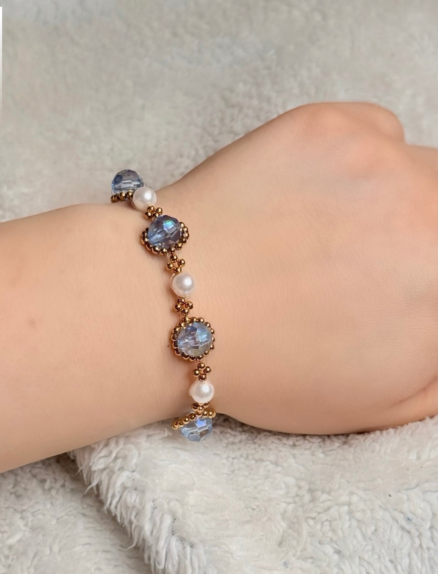 Blue Crystal Bead Bracelet