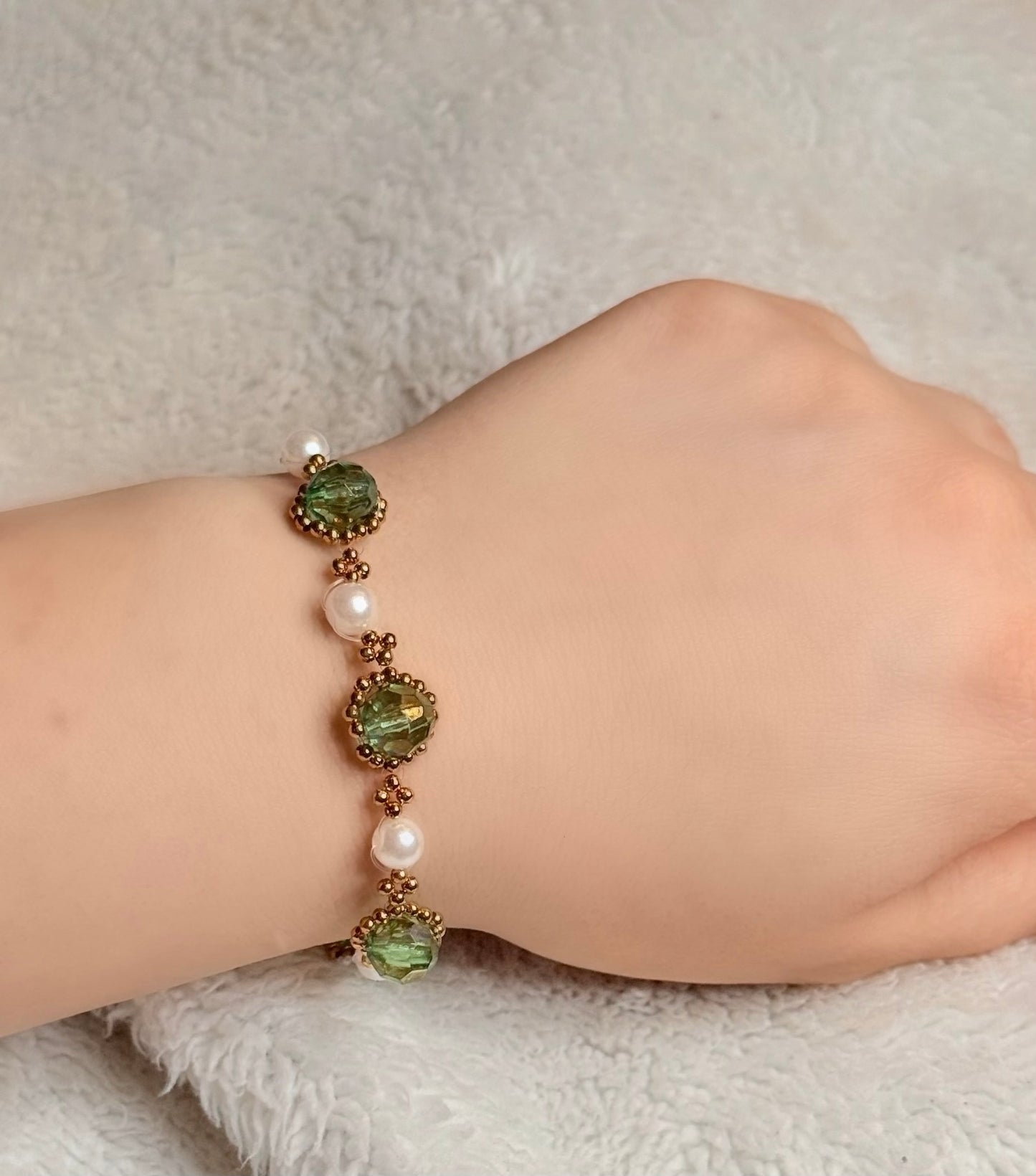 Green Crystal Bead Bracelet